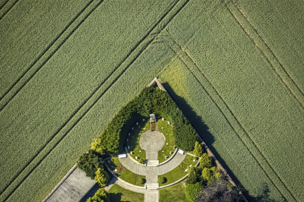 Aerial view, monastery garden, St. Clare Capuchin Monastery, Senden, Münsterland, North Rhine-Westphalia, Germany, Clarissen monastery, DE, Europe, shapes and colours, Franciscan order, house of pastoral care, Clarissen monastery, monastery, aerial photograph, aerial photography, aerial photography, overview, bird's-eye view, birds-eyes view, overview