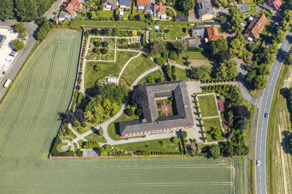 Aerial view, St. Clare Capuchin Monastery, monastery garden, Senden, Münsterland, North Rhine-Westphalia, Germany, Clarissen monastery, DE, Europe, Franciscan order, house of pastoral care, Clarissen monastery, monastery, aerial view, aerial photography, aerial photography, overview, bird's-eye view, overview