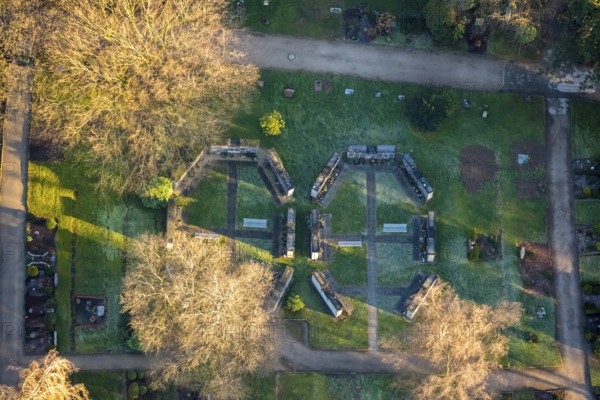 Aerial photograph, Oehde cemetery, Barmer Straße, Schwelm, Ruhr area, North Rhine-Westphalia, Germany, burial site, DE, Europe, cemetery, memorial, place of worship, grave, graves, burial ground, aerial photograph, aerial photography, aerial photography, resting place, overview, bird's-eye view, overview