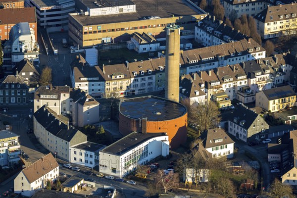 Aerial view, catholic church Propstei St. Marien, Schwelm, Ruhr area, North Rhine-Westphalia, Germany, DE, Europe, religious community, house of worship, property tax, real estate, church, parish, denomination, aerial photography, aerial photography, aerial photography, religion, overview, bird's-eye view, residential buildings, birds-eyes view, overview