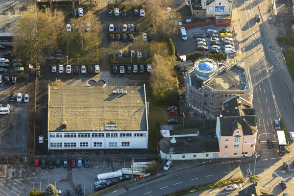 Aerial view, mosque Deutsch-Türkischer-Verein, Hattinger Straße, REHCURA GmbH Zeitarbeitsagentur, Eisenwerkstraße, Schwelm, Ruhr area, North Rhine-Westphalia, Germany, DE, Europe, aerial view, aerial photography, aerial photography, mosque, overview, bird's-eye view, overview