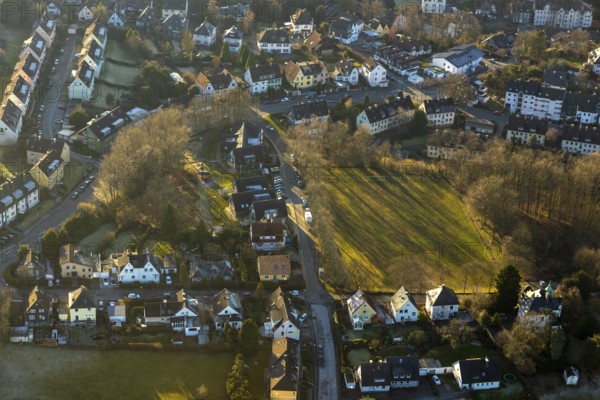 Aerial view, sports field Wilhelmshöhe, Grothestraße, Schwelm, Ruhr area, North Rhine-Westphalia, Germany, DE, Europe, football field, aerial view, aerial photography, aerial photography, sports, sports field, sports facility, overview, bird's-eye view, overview