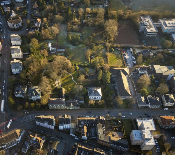 Aerial view, park and green area Hauptstraße Ehrenberger Straße, Schwelm, Ruhr area, North Rhine-Westphalia, Germany, DE, recreation, Europe, green areas, green belt, aerial view, aerial photography, aerial photography, park, park area, overview, bird's-eye view, overview