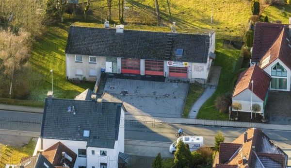 Aerial photo, Volunteer Fire Brigade Schwelm - Winterberg Fire Brigade, Schwelm, Ruhr area, North Rhine-Westphalia, Germany, Beyenburger Straße, fire fighters, fire protection, fire watch, DE, Europe, fire station, fire brigade, fire brigade, aerial photography, aerial photography, overview, bird's-eye view, overview