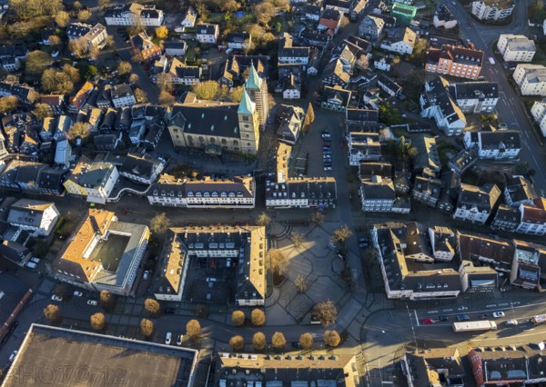 Aerial view, city centre view, renovation Christuskirche Schwelm, Altmarkt, Kirchplatz, Märkischer Platz, Schwelm, Ruhr area, North Rhine-Westphalia, Germany, Altstadt, City, DE, Europe, religious community, place of worship, city centre, church, parish, denomination, aerial view, aerial photography, aerial photography, religion, city centre, overview, bird's-eye view, overview