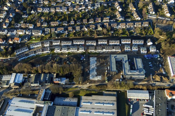 Aerial view, new building of the district administration for job centre EN and foreigners office, construction site Hundhausen, Rheinische Straße, Schwelm, Ruhr area, North Rhine-Westphalia, Germany, authority, DE, Europe, aerial view, aerial photography, aerial photography, city administration, overview, administration building, bird's eye view, bird's eye view, overview