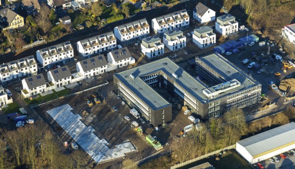 Aerial view, new building of the district administration for job centre EN and foreigners office, construction site Hundhausen, Rheinische Straße, Schwelm, Ruhr area, North Rhine-Westphalia, Germany, authority, DE, Europe, aerial view, aerial photography, aerial photography, city administration, overview, administration building, bird's eye view, bird's eye view, overview