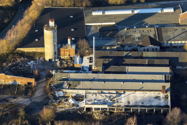 Aerial view, former Zassenhaus site, redevelopment for discounter, Schwelm, Ruhr area, North Rhine-Westphalia, Germany, demolition, construction area, construction site, construction project, Carl-Vom-Hagen-Straße, DE, development, Europe, aerial view, aerial photography, aerial photography, overview, Viktoriastraße, bird's-eye view, Zassenhaus, birds-eyes view, overview