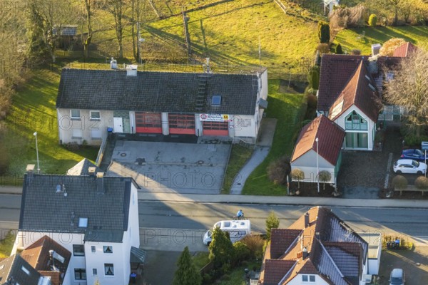 Aerial photo, Volunteer Fire Brigade Schwelm - Winterberg Fire Brigade, Schwelm, Ruhr area, North Rhine-Westphalia, Germany, Beyenburger Straße, fire fighters, fire protection, fire watch, DE, Europe, fire station, fire brigade, fire brigade, aerial photography, aerial photography, overview, bird's-eye view, overview