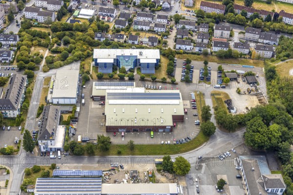Aerial view, Stadtwerke Menden GmbH, Menden, Sauerland, Märkischer Kreis, North Rhine-Westphalia, Germany, DE, Europe, aerial view, aerial photography, aerial photography, Stadtwerke, overview, bird's-eye view, overview, stadtw