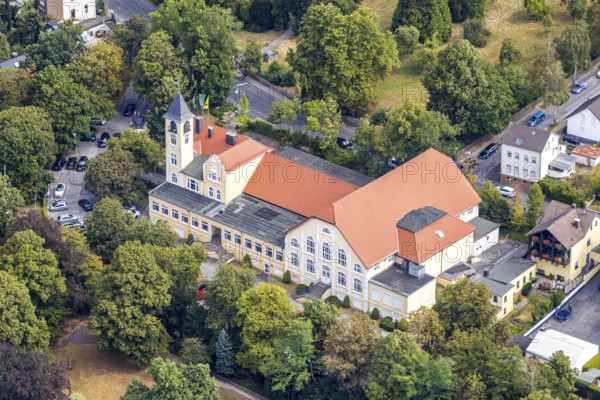 Aerial view, Wilhelmshöhe Menden, event location, Menden, Sauerland, Märkischer Kreis, North Rhine-Westphalia, Germany, DE, Europe, culture, art, aerial photography, aerial photography, aerial photography, Schwitter Weg, overview, events, event location, event centre, bird's-eye view, birds-eyes view, cultural use, overview