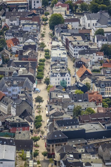 Aerial view, pedestrian zone, city centre, market place, old town hall, Menden, Sauerland, Märkischer Kreis, North Rhine-Westphalia, Germany, City, DE, shopping place, shopping street, shopping centre, Europe, local history museum, church square, cultural history, aerial view, aerial photography, aerial photography, museum, town view, townscape, city gate, city centre, overview, bird's eye view, birds-eyes view, overview