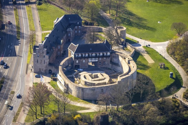 Aerial photo, Broich Castle, Linksruhr, Mülheim an der Ruhr, Ruhr area, North Rhine-Westphalia, Germany, Mülheim, an, der, Ruhr, DE, Europe, birds-eyes, view, aerial photograph, aerial photography, aerial photography, overview, overview, bird's-eye view, sight, historical, building