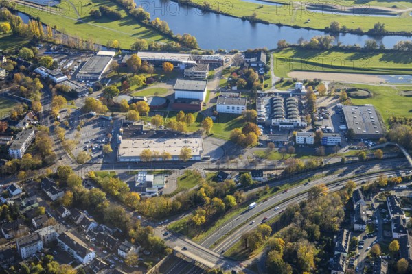 Aerial view, industrial estate Moritzstraße, Steinkampstraße, Styrum - Süd, Mülheim an der Ruhr, Ruhr area, North Rhine-Westphalia, Germany, DE, Europe, aerial photography, aerial photography, aerial photography, diving and salvage company Barthel, overview, bird's eye view, birds-eyes view, overview, ¡¶¢