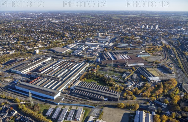 Aerial photograph, HSPV North Rhine-Westphalia, North Rhine-Westphalia College of Police and Public Administration, Styrum, Mülheim an der Ruhr, Ruhr area, North Rhine-Westphalia, Germany, education, DE, Europe, Europipe large pipe mill, commercial area, commercial enterprises, commercial area, commercial park, commercial site, commercial use, college, industrial area, industrial building, industrial site, aerial photograph, aerial photography, aerial photography, police, police station, study, overview, bird's eye view, bird's eye view, overview