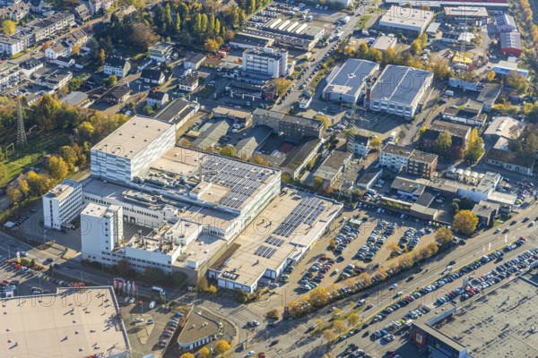 Aerial view, On Saturday the largest Aldi in the world opened in Mülheim on Dümptener Mannesmannallee, Dümpten - West, Mülheim an der Ruhr, Ruhr area, North Rhine-Westphalia, Germany, DE, Europe, birds-eyes view, aerial view, aerial photography, aerial photography, overview, bird's eye view