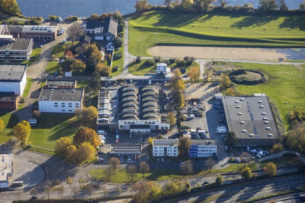 Aerial view, industrial estate Moritzstraße, Steinkampstraße, Styrum - Süd, Mülheim an der Ruhr, Ruhr area, North Rhine-Westphalia, Germany, DE, Europe, aerial photography, aerial photography, aerial photography, diving and salvage company Barthel, overview, bird's eye view, birds-eyes view, overview, ¡¶¢