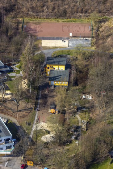 Aerial photo, AKI children's and youth centre, Meschede, Sauerland, North Rhine-Westphalia, Germany, adventure playground, DE, Europe, youth centre, children's centre, creativity, aerial photography, aerial photography, playground, overview, bird's-eye view, overview