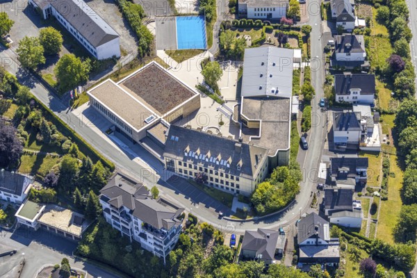 Aerial photo, St. Walburga-Realschule, Meschede, Sauerland, North Rhine-Westphalia, Germany, An Klocken Kapelle, education, educational institution, DE, Europe, Hochsauerlandkreis, educational institute, aerial photo, aerial photography, aerial photography, secondary school, school, overview, bird's eye view, birds-eyes view, overview