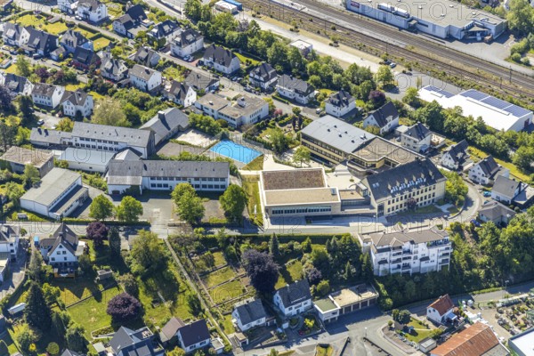 Aerial photo, St. Walburga-Realschule, Meschede, Sauerland, North Rhine-Westphalia, Germany, An Klocken Kapelle, education, educational institution, DE, Europe, Hochsauerlandkreis, educational institute, aerial photo, aerial photography, aerial photography, secondary school, school, overview, bird's eye view, birds-eyes view, overview