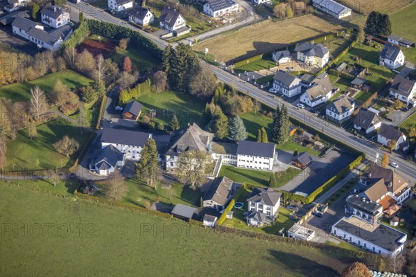 Aerial view, local view Olpe, Haus Bethanien, Freienohler Straße, Olpe, Meschede, Sauerland, North Rhine-Westphalia, Germany, DE, Europe, property tax, real estate, aerial view, aerial photography, aerial photography, district Olpe, overview, bird's eye view, living and life, residential buildings, quality of living, housing estate, birds-eyes view, overview