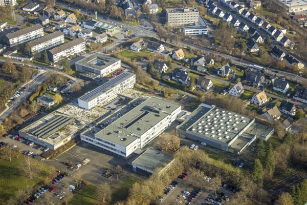 Aerial photo, Berufskolleg Meschede des HSK, Meschede-Stadt, Meschede, Sauerland, North Rhine-Westphalia, Germany, education, educational institution, DE, Dünnefeldweg, Europe, college school, teaching institute, aerial photo, aerial photography, aerial photography, school, overview, bird's eye view, birds-eyes view, overview