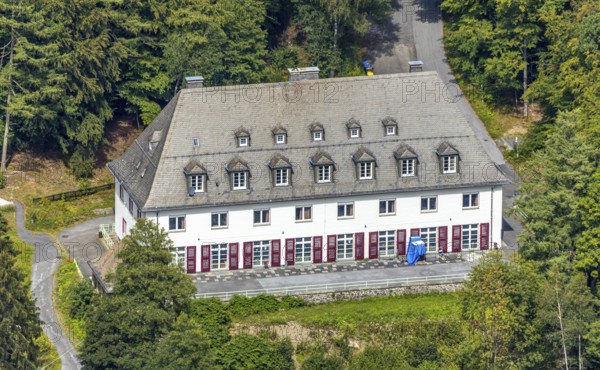 Aerial view, Youth Hostel Meschede Haus Dortmund, Meschede, Sauerland, Hochsauerlandkreis, North Rhine-Westphalia, Germany, Arnsberger Wald, DE, DJH, Deutsches Jugendherbergswerk, Europe, aerial view, aerial photography, aerial photography, overview, bird's-eye view, Zur Jugendherberge, birds-eyes view, overview