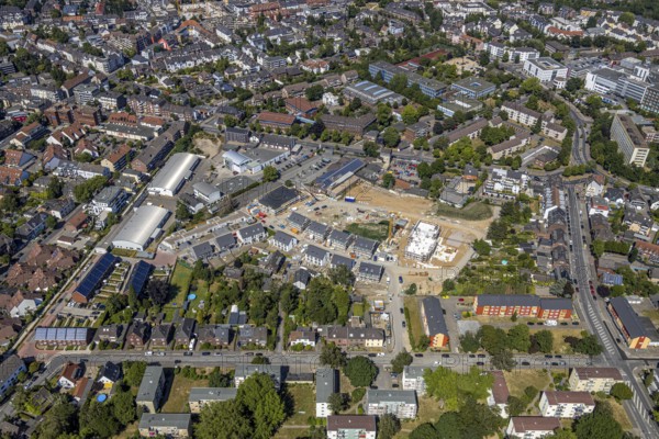 Aerial photo, new development area, construction project Teutonenstraße, Vinn, Mörs, Ruhr area, North Rhine-Westphalia, Germany, DE, Europe, birds-eyes, view, aerial photography, aerial photography, overview, bird's eye view, living, flat, houses, residential buildings, housing estate, settlement