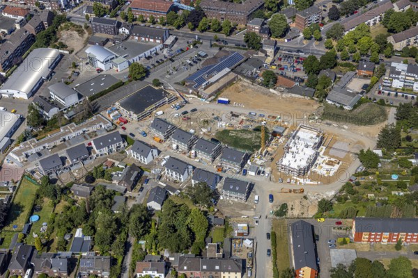 Aerial photo, new development area, construction project Teutonenstraße, Vinn, Mörs, Ruhr area, North Rhine-Westphalia, Germany, DE, Europe, birds-eyes, view, aerial photography, aerial photography, overview, bird's eye view, living, flat, houses, residential buildings, housing estate, settlement