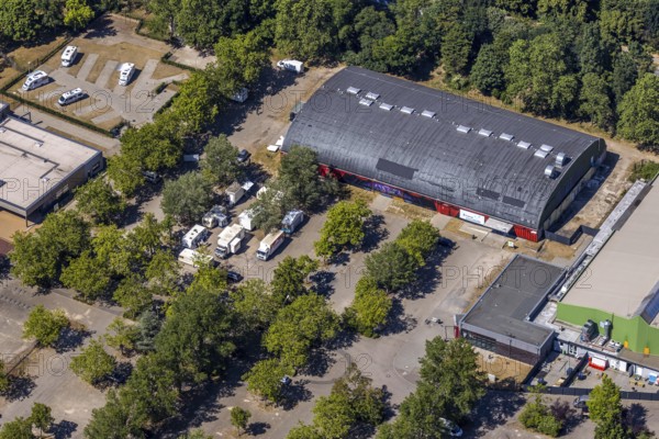 Aerial photo, ENNI event hall, car parks, Vinn, Mörs, Ruhr area, North Rhine-Westphalia, Germany, DE, Europe, birds-eyes, view, aerial photography, aerial photography, overview, bird's eye view, event hall, venue, events
