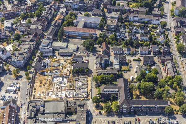 Aerial view, Horten C&A wasteland, new construction of 139 rental flats, Mörs, Ruhr area, North Rhine-Westphalia, Germany, DE, Europe, birds-eyes, view, aerial photography, aerial photography, overview, overview, bird's eye view, living, flat, houses, residential buildings, housing estate, settlement