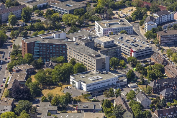 Aerial photo, St. Josef Hospital, Asberg, Mörs, Ruhr area, North Rhine-Westphalia, Germany, DE, Europe, birds-eyes, view, aerial photography, aerial photography, overview, overview, bird's eye view, health, care, doctors, medicine, surgery, therapy
