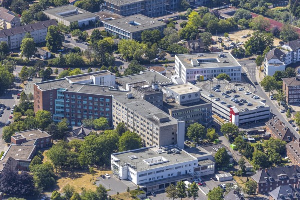 Aerial photo, St. Josef Hospital, Asberg, Mörs, Ruhr area, North Rhine-Westphalia, Germany, DE, Europe, birds-eyes, view, aerial photography, aerial photography, overview, overview, bird's eye view, health, care, doctors, medicine, surgery, therapy