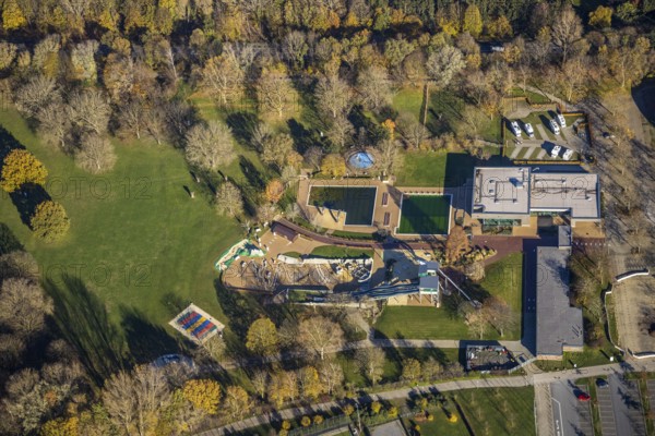 Aerial photo, ENNI Solimare, Moers-Vinn, Mörs, Ruhr area, North Rhine-Westphalia, Germany, bathing establishment, bathing resort, DE, Europe, outdoor pool, leisure activities, indoor pool, aerial photo, aerial photography, aerial photography, swimming pool, swimming pool, overview, bird's-eye view, overview