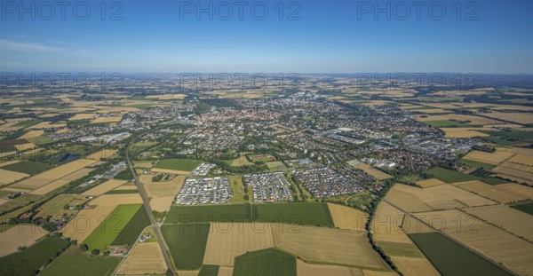 Aerial view, overview of Soest from the west, new development areas at Ardeyweg, Soest, Soester Börde, North Rhine-Westphalia, Germany, DE, Europe, birds-eyes view, aerial view, aerial photography, aerial photography, overview, bird's eye view