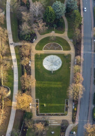 Aerial view, rose garden, fountain, Dasselwall, Soest, Soester Börde, North Rhine-Westphalia, Germany, DE, Europe, garden, moat, green area, aerial view, aerial photography, aerial photography, park, overview, bird's-eye view, overview