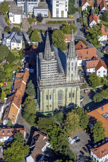 Aerial view, restoration of the Protestant church Sankt Maria zur Wiese, Soest, Soester Börde, North Rhine-Westphalia, Germany, DE, Europe, birds-eyes view, aerial view, aerial photography, aerial photography, overview, bird's eye view