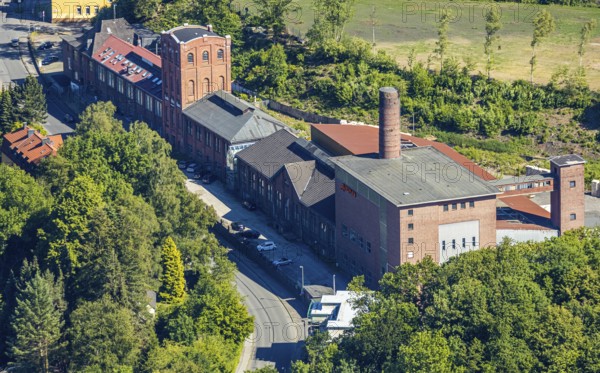 Aerial view, former Alte Haase colliery, Malakowturm, Hattinger Straße, Hattingen, Ruhr area, North Rhine-Westphalia, Germany, DE, Ennepe-Ruhr-Kreis, Europe, coal mine, aerial photograph, aerial photography, aerial photography, tower, overview, bird's eye view, colliery, birds-eyes view, overview