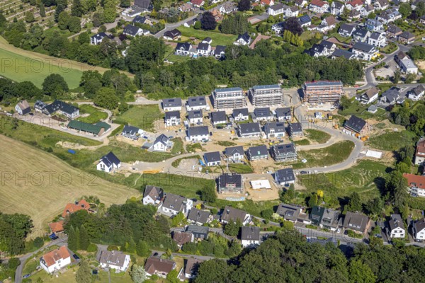 Aerial view, new residential area Steinegge, Riepelsiepen, Niedersprockhövel, Sprockhövel, Ruhr area, North Rhine-Westphalia, Germany, DE, Ennepe-Ruhr-Kreis, Europe, property tax, real estate, aerial view, aerial photography, aerial photography, overview, bird's eye view, residential complex, living and living, residential area, residential buildings, residential quality, residential neighbourhood, housing estate, birds-eyes view, overview