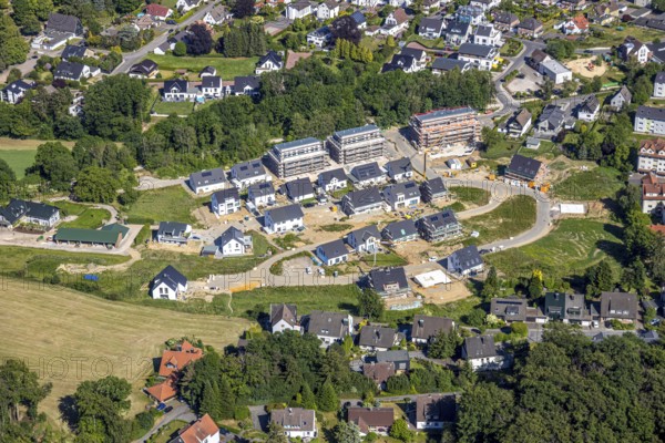 Aerial view, new residential area Steinegge, Riepelsiepen, Niedersprockhövel, Sprockhövel, Ruhr area, North Rhine-Westphalia, Germany, DE, Ennepe-Ruhr-Kreis, Europe, property tax, real estate, aerial view, aerial photography, aerial photography, overview, bird's eye view, residential complex, living and living, residential area, residential buildings, residential quality, residential neighbourhood, housing estate, birds-eyes view, overview
