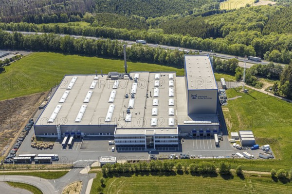 Aerial view, Grünewald industrial estate, OTTO FUCHS Surface Technology GmbH & Co. KG, Meinerzhagen, Märkischer Kreis, Sauerland, North Rhine-Westphalia, Germany, DE, Europe, commercial enterprises, commercial area, commercial park, commercial location, commercial use, Grünewald, industrial area, industrial location, aerial photograph, aerial photography, aerial photography, overview, bird's-eye view, birds-eyes view, overview