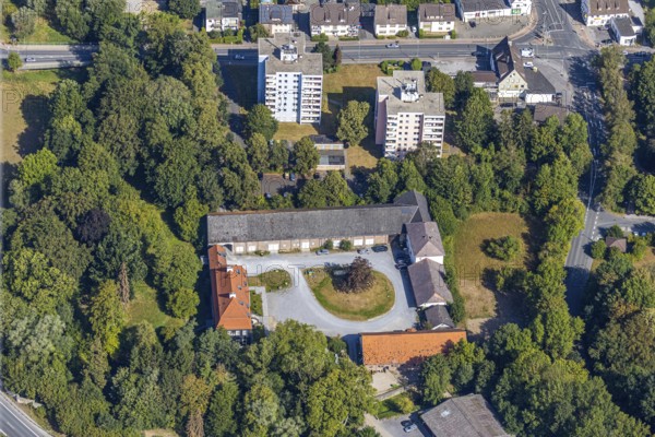 Aerial photo, Rödinghausen Estate, Menden Industrial Museum, Menden, Sauerland, Märkischer Kreis, North Rhine-Westphalia, Germany, DE, Europe, courtyard, culture, art, aerial photography, aerial photography, aerial photography, museum, overview, bird's eye view, birds-eyes view, overview