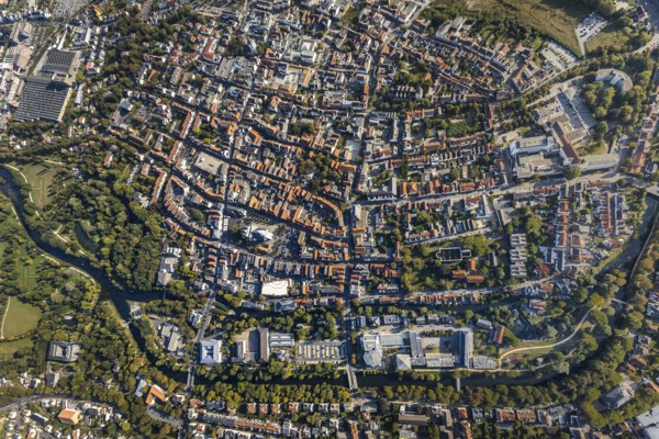 Aerial view, Old Town overview, Evangelical Great St Mary's Church, Rathausstraße, Jakobikirche, Lange Straße, River Lippe, Lippstadt, Soest district, North Rhine-Westphalia, Germany, Old Town view, Old Town ring road, Place of worship, Education, Educational institution, Cappeltor, City, DE, Damenstift Lippstadt, Monument protection, Dreifaltigkeits-Hospital gem. GmbH Lippstadt, Europe, Europaschule Ostendorf-Gymnasium, healthcare, religious community, place of worship, property tax, green trees, grammar school, holy site, hospital, Im Stift, real estate, city centre, canoe route Burgstraße, church, parish, Kleine Marienkirche, clinic, clinic centre, denomination, hospital, Kreis-Soest-Buch, KreisSoestBuch, culture, art, educational institute, aerial view, aerial photography, aerial photography, medical facility, medical aid, emergency service, town hall, town hall square, religion, religious site, ruin, play, school, city view, Lippstadt municipal theatre, town centre, St. Marien, Ab...