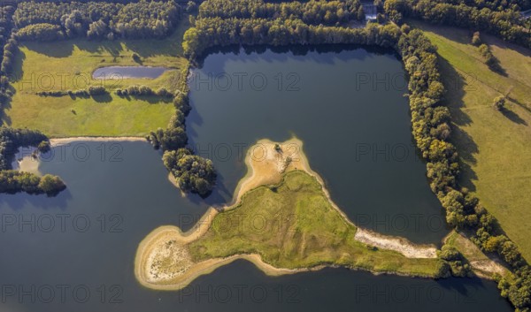 Aerial view, Zachariassee, Lipperode, Lippstadt, Kreis Soest, North Rhine-Westphalia, Germany, DE, Europe, groundwater lake, Kreis-Soest-Buch, KreisSoestBuch, aerial view, aerial photography, aerial photography, nature reserve, nature discovery trail, nature reserve, lake, overview, bird's-eye view, bird's-eye view, overview
