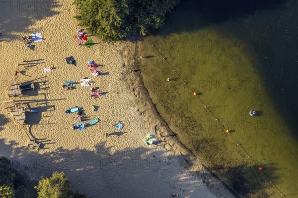Aerial view, Alberssee, lido, bathers, Rebbeke, Lippstadt, Soest district, North Rhine-Westphalia, Germany, bathers, bathing lake, DE, Europe, leisure, leisure facility, leisure area, leisure pool, leisure activities, leisure enjoyment, Soest district book, Soest district book, aerial view, aerial photography, aerial photography, lake, lido, overview, bird's-eye view, overview
