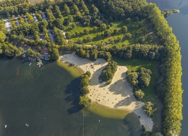 Aerial view, Alberssee, lido, bathers, Rebbeke, Lippstadt, Soest district, North Rhine-Westphalia, Germany, bathers, bathing lake, DE, Europe, leisure, leisure facility, leisure area, leisure pool, leisure activities, leisure enjoyment, Soest district book, Soest district book, aerial view, aerial photography, aerial photography, lake, lido, overview, bird's-eye view, overview