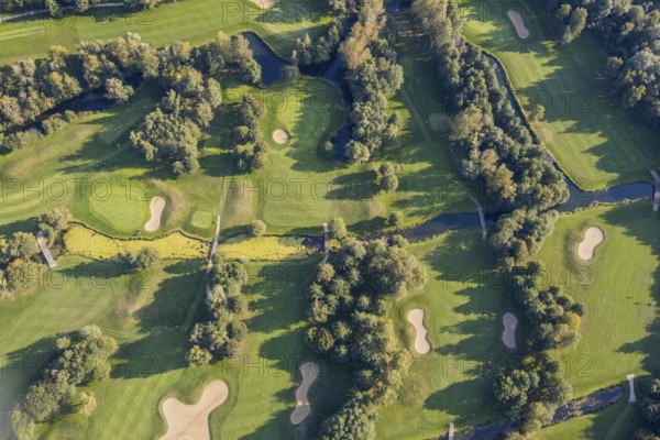 Aerial view, golf course, GolfClub Lippstadt, Lippstadt, Kreis Soest, North Rhine-Westphalia, Germany, DE, Europe, golf, golf course, golf club, Kreis-Soest-Buch, KreisSoestBuch, aerial view, aerial photography, aerial photography, sports, overview, bird's-eye view, forest area, Wiesenhausweg, birds-eyes view, overview