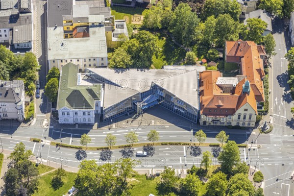 Aerial photograph, history museum, Städt. Gallery, Lüdenscheid, Märkischer Kreis, Sauerland, North Rhine-Westphalia, Germany, DE, Europe, local history museum, culture, art, aerial photograph, aerial photography, aerial photography, museum, Sauerfelder Straße, overview, event location, event venue, event centre, bird's-eye view, birds-eyes view, cultural use, overview
