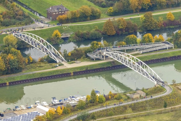 Aerial photo, thousands of spectators watched with great interest as the Gersteinwerk chimney was blown up half an hour late. The 282 metre high RWE chimney fell exactly into the prepared gravel bed. City limits of Werne, Hamm North Rhine-Westphalia, Germany
