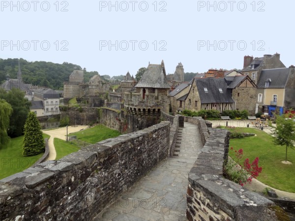City view of Fougeres, a historic town in Brittany, France